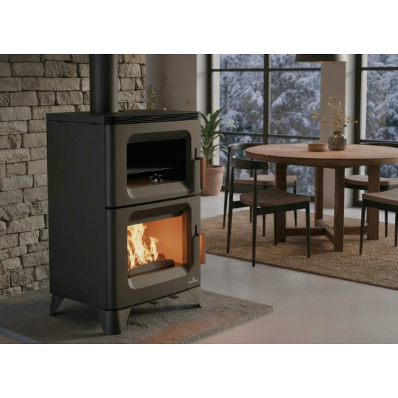 Poêle à bois Bronpi HILTON-H anthracite 14 kW avec four