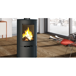 Poêle à bois rond étanche Bronpi DOVER en fonte gris anthracite 12 kW