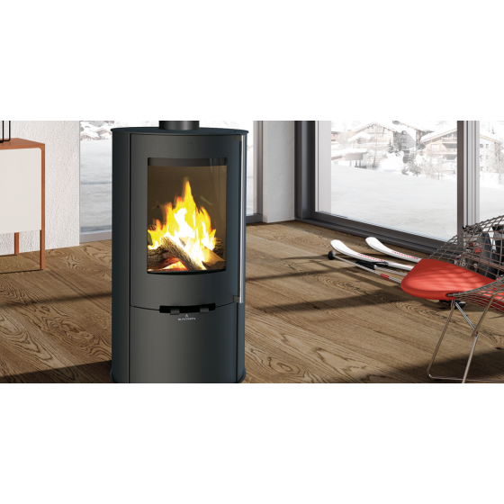 Poêle à bois rond étanche Bronpi DOVER en fonte gris anthracite 9,4 kW
