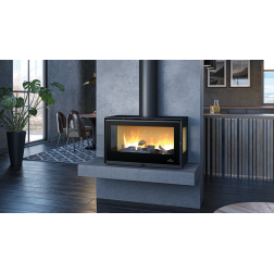 Poêle à bois Bronpi BIMBA-90-3C 3 vitres sérigraphiées 15 kW à poser - suspendre