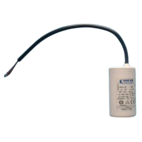 Condensateur 20 uF - Ø 40 mm Long 70mm Sortie 2 Fils 450 V - 8173651