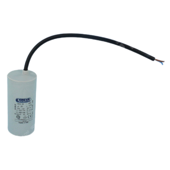 Condensateur 30 uF - Ø 38 mm Long 95 mm Sortie 2 Fils 450 V - 8174051