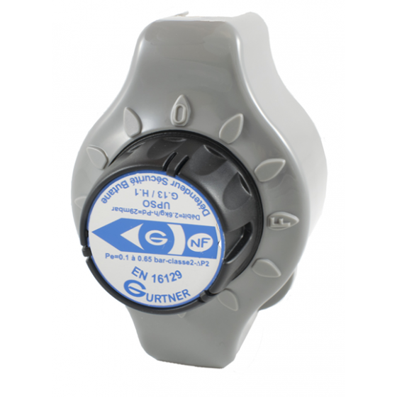 Détendeur BUTANE Gurtner à sécurité DSB débit 2.6 kg - 29 mbar - 14800.03
