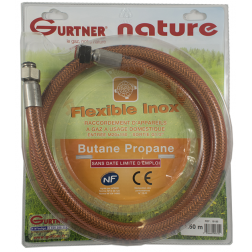 Flexible inox gaz butane/propane Gurtner sans date de péremption 1,50 m - 19195