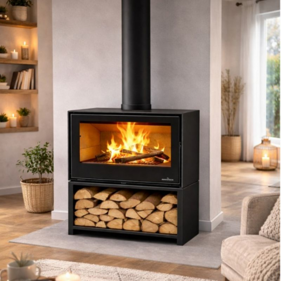Poêle à bois Bronpi BIMBA-70 10 kW avec range-bûche - 70BIMBA