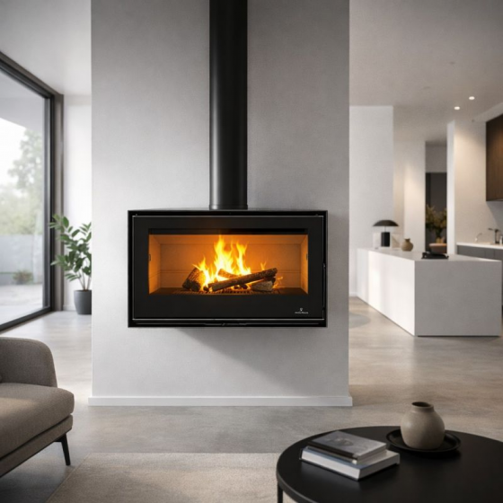 Poêle à bois Bronpi BIMBA-70 avec vitre sérigraphiée 10 kW à suspendre - BIMBA70