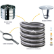 Kit 6 m flexible inox double peau inox avec raccord, collier et chapeau