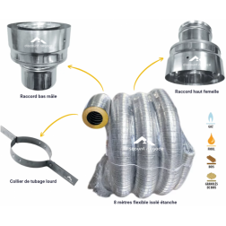 Kit couronne 5 mètres de flexible isolé pour tubage cheminée