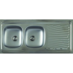 Evier inox à poser 2 cuves + 1 egout