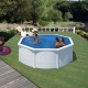 Piscine ronde en acier blanc Ø 3.00 m Ht 1.20 m - 3 m3Livré avec Groupe filtration + Echelle + Liner