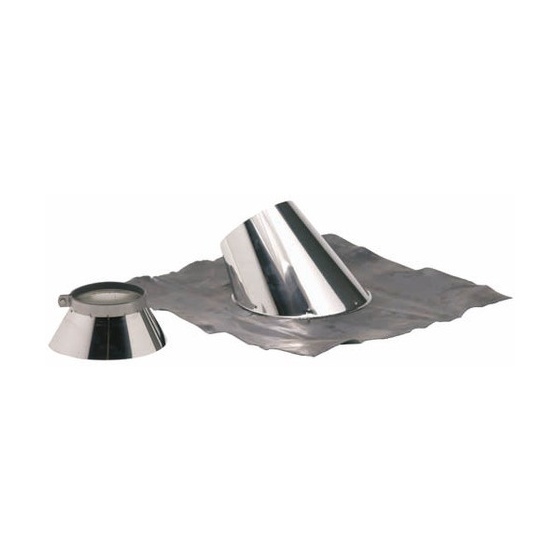 Solin larmier Inox +bavette plomb 30 à 45° Ø 80 / 130