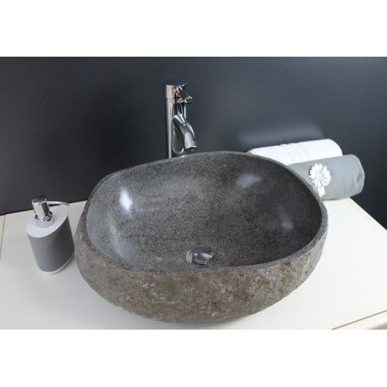 Vasque à poser RIVA en Pierre Naturelle Ø 300 X 160 mm Taillées dans un Galet naturel - Chaque modele et Unique 