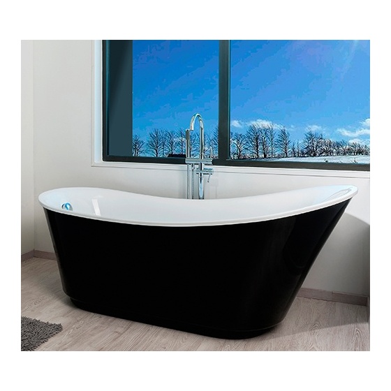 Baignoire 1800 x 800 mm Acrylique renforcé Ep 3 mm LALIEStyle Victorien - Exterieur noir