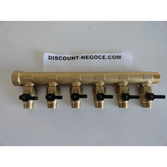 Collecteur Sanitaire Ø 20 x 27 M F + vanne Ø 15 x 21