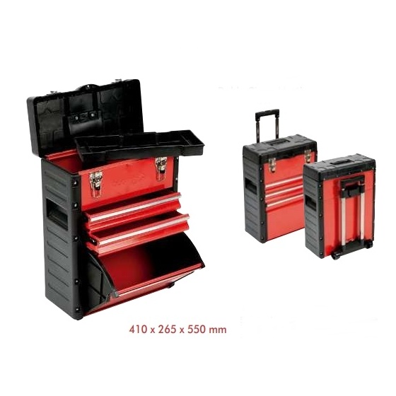 Caisse Métallique compacte 2 Tiroirs Coffre 410 x 265 x 550 mm - 051 008