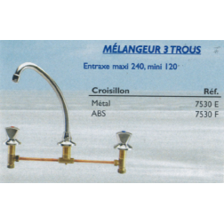 Mélangeur Evier 3 trous Entraxe 120 / 240 mm - 7530E
