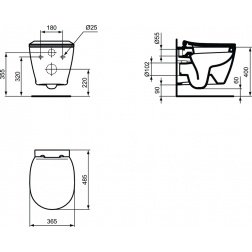 Cuvette suspendu CONNECT Gain de place 48.5 X 36.5 - E 121901