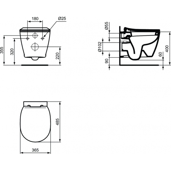Cuvette suspendu CONNECT Gain de place 48.5 X 36.5 - E 121901