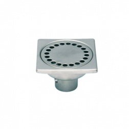 Siphon de douche vertical en acier inoxydable - 150 x 150 mm - DN 50/84 mm  - Profondeur d'encastrement - Siphon plat - 15 x 15 cm