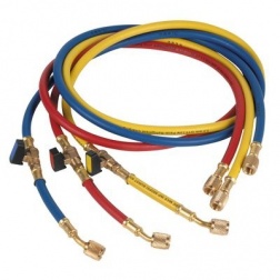 3 Flexibles B/J/R avec vanne pour Gaz R410 - R32 - 1/4 - 5/16 - COR25816
