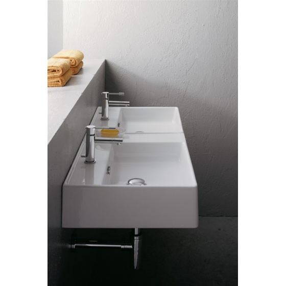 Lavabo TEOREMA 105 R double à poser 106 x 46 cm - Art 8035 Blanc