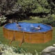 Piscine ovale avec jambe force imitation bois 7.30 x 3.75 m Ht 1.20 m - 5 m3/h