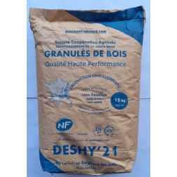 Granulés de bois NF 100 % feuillu chêne et hêtre sans additifs (sac de 15 kg)