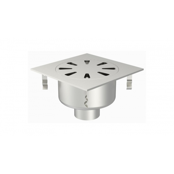 Siphon de Sol Inox 300 x 300 Vertical Ø 100 mm - 30 100 F