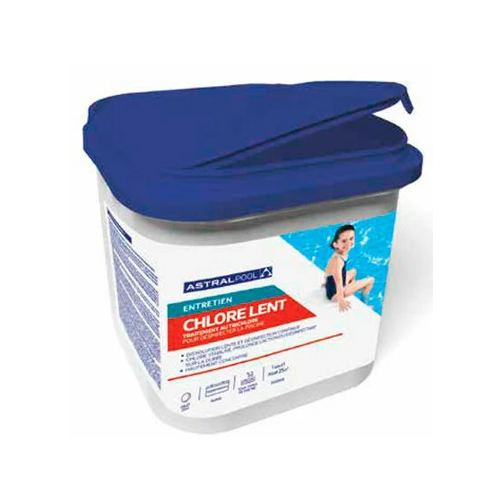 Chlore LENT 90 % Galets 250 gr Bidon 5 kg -