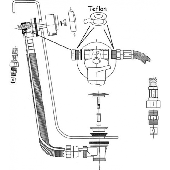 Vidage automatique de baignoire à câble long chromé Ø 52 mm - T6492AA