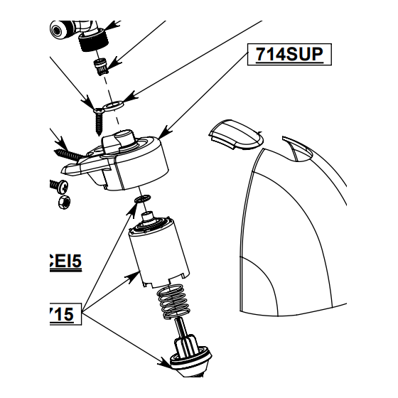 Partie supérieure de tète pour douche sporting Delabie 714SUP