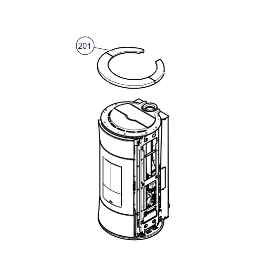 Top céramique postérieur blanc gauche N°201 pour Edilkamin Cherie Evo - R1128030