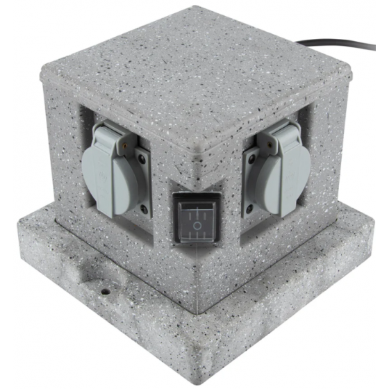 Borne Jardin compact Etanche IP 44 résine 2 Prises 16 A 2 Interrupteur -
